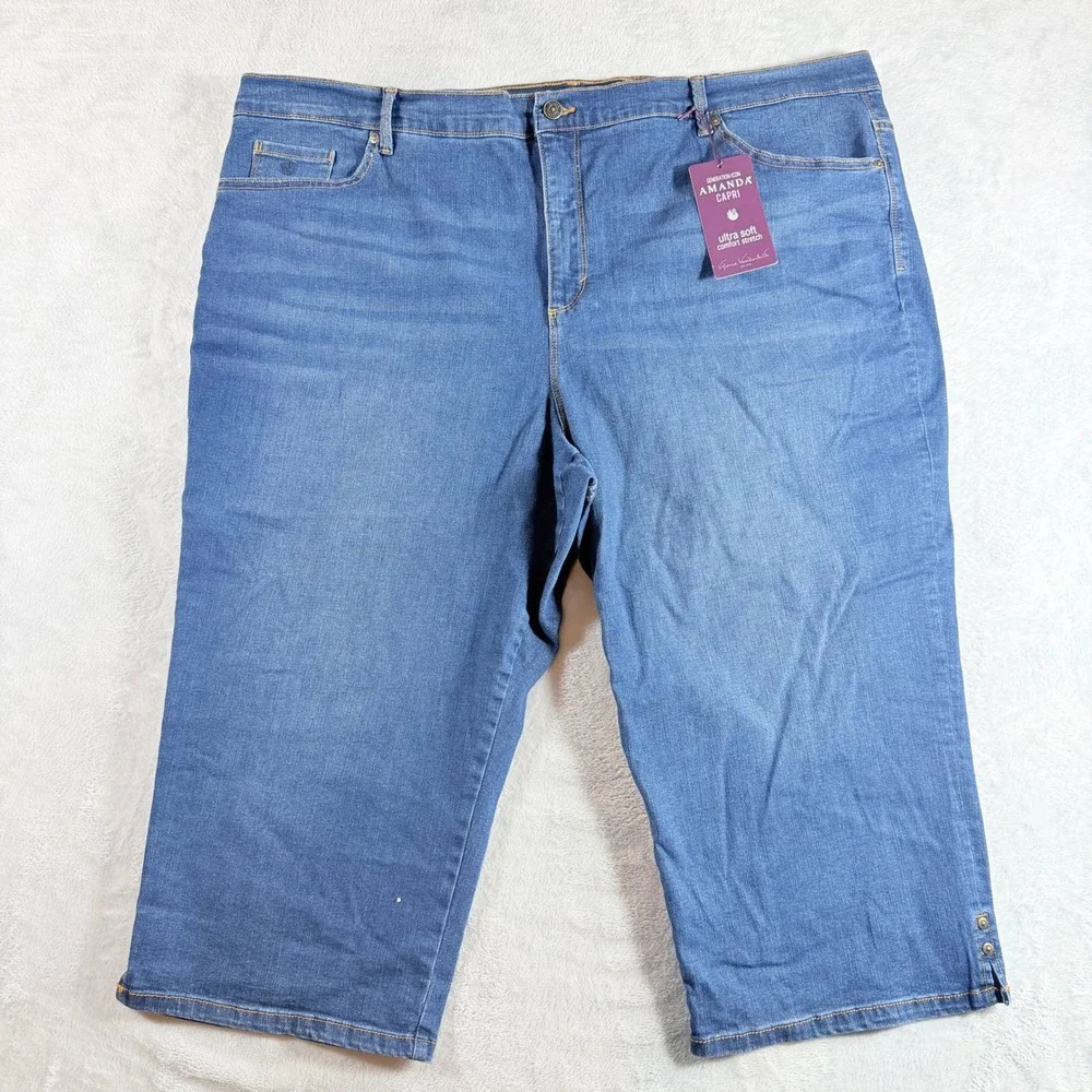 Gloria Vanderbilt Amanda Capri Jeans 24W Womens‎ Plus Stretch Denim Crop Blue